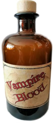 Vampir Blut Dracula Gothic Alchemisten Labor Flasche mit Korken Deko Antik Look braun