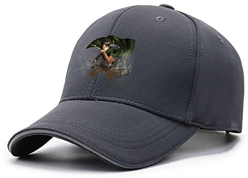 LSTQPK Herren Baseballmützen für Attack On Titan Druck Verstellbare Laufkappe Atmungsaktiv Sommer Sonnenhut Gewaschener Golf Vaterhut – Geschenk Teenager-Dark Grey||One Size