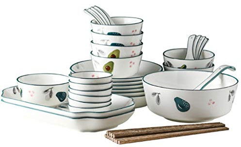 Juego de vajilla de cerámica de 32 piezas, juego de platos, vajilla creativa, tazón de sopa y plato, utensilios de cocina