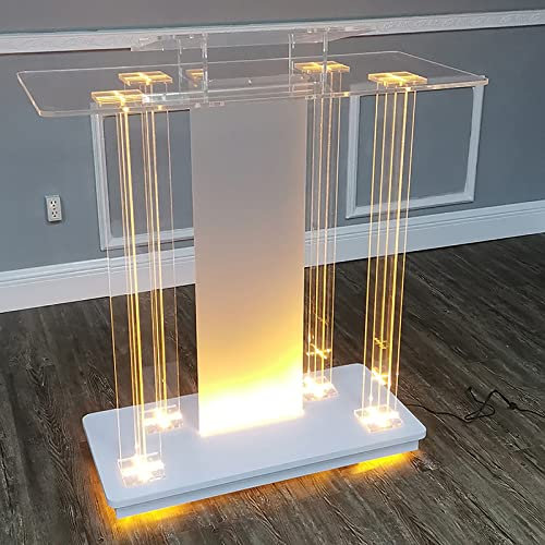 Lutrins et podiums, Rednerpulttisch aus Acryl, tragbare Rednerpulte für Kirchen, transparenter Rednerpultständer für den Boden, Rednerpult aus Plexiglas mit Lichtern und Rollen, für Restaurants, Hochz