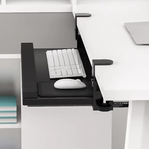 JXIPANUL Under Desk Extender for Keyboard, 30In Ergonomic Slide-Out Keyboard Tray Computer Drawer Extension Board, with C Clamp/24 * 65Cm