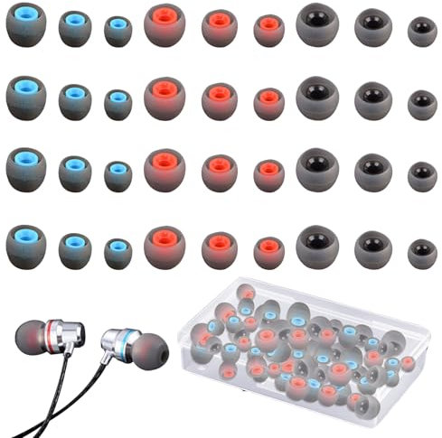 36Pcs Silicone Earbuds Replacement Tips, Earphone Eartips Replacement, Earbud Tips Replacement Earphone Buds with Excellent Noise Isolation and Comfort(3 Color, 3 Size)