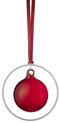 blomus Weihnachtsbaumkugeln 4er Set KITAI | Christbaumkugeln in Farbe Port | Ø 8 cm | Tannenbaumkugeln mit Ring aus Eisen in Silber | Christbaumschmuck mit Satinband