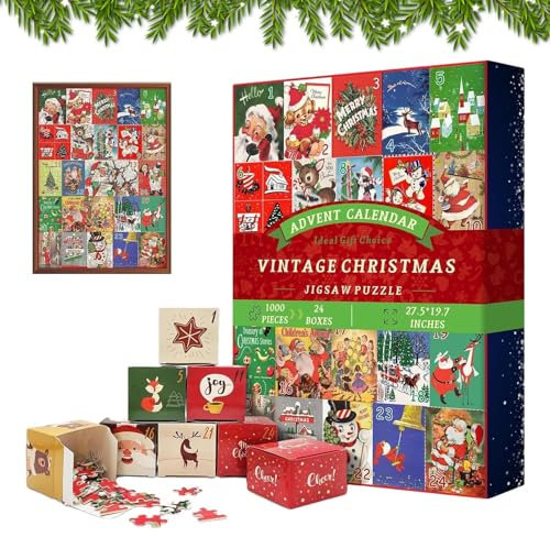 Weppduk Puzzle-Adventskalender, Weihnachts-Adventskalender-Puzzle | 1000 Teile Feiertagspuzzles Weihnachts-Countdown-Adventskalender - Exquisite Countdown-Kalender-Rätsel 2024 für verliebte Familien