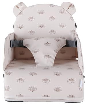 NOUKIE'S - Rehausseur hérrissons Bébé de 9 mois à 3 ans Chaise Enfant avec Dossier et Coussin- Léger, Pliable et Nomade - Harnais, Sécurité - Imperméable, Déhoussable et Lavable - Max 13 kg - Voyage