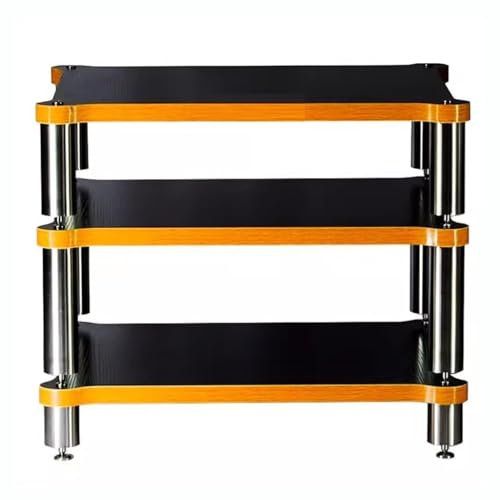 Generic Scaffale HiFi a 4 livelli con ripiano AV per giradischi, mobile TV con piedini ammortizzanti, Nero, 60 x 70 cm, ideale per componenti audio e video