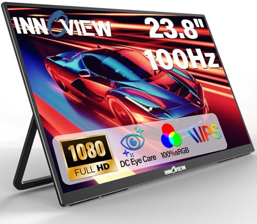InnoView Monitor portatile da 23,8 1080P, FHD 100Hz 100% Srgb Ips Usb-C Hdmi grande monitor da gioco per casa e lavoro con supporto regolabile a 180° per laptop, MacBook, telefoni (23,8 FHD 100Hz)