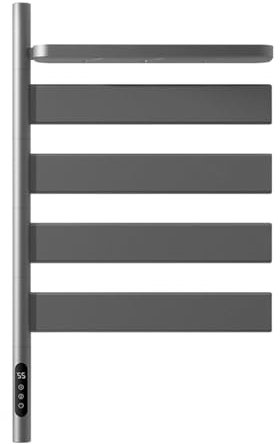 LRF-yxkj Termoarredo Bagno, Termoarredo Elettrico Bagno Rotazione di 180°, Termostato Smart, IPX5 Impermeabile, Scaldasalviette con Timer Temporizzazione 1-9 Ore,Gray