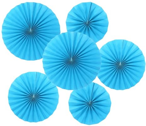 PATIKIL 8/12/16 Paper Fans Hanging Decoration, 12 in 1 Set Round Honeycomb Fans with Pearl for Birthday Wedding Graduation Events Party, Blue