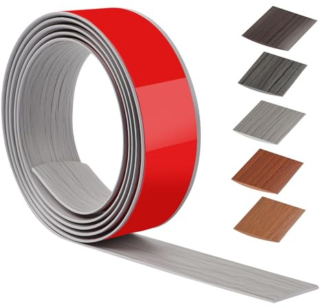 200cm X 4cm übergangsprofil selbstklebend PVC,übergangsleiste selbstklebend FüR KüChe/Wohnzimmer/Badezimmer,Türschwellen leiste Zum Verbinden Von Bodenaussparungen/Fliesen(Neu Graue Holzmaserung)