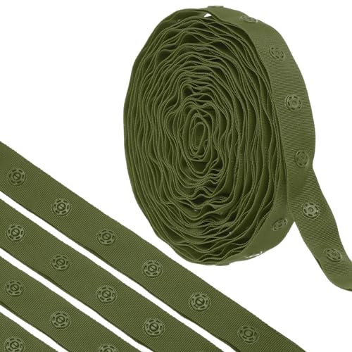 QUARKZMAN 6 Yard Snap Button Tape zum Nähen, Baumwoll-Snap-Button-Borte Schnellverschluss-Schnallenband für Kleidung Stoff DIY Handwerk, Hellgrün