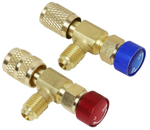 Lot de 2 soupapes de sécurité pour remplissage de froid - Raccord rapide R410A R22 - Valve de sécurité en laiton - Raccord rapide - Adaptateur de climatisation pour remplissage de réfrigérant