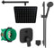 vanvilla Duschsystem mit Unterputz Duscharmatur von Hansgrohe Einhebelmischer und vanvilla Regendusche mit Armatur, Duschkopf eckig, Dusch-SET HGS53 schwarz matt beschichtet