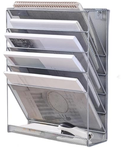 Dtaigou Aktenhalter zur Wandmontage, Schreibtisch-Aktenregal, multifunktionaler Zeitungsablage, 4-stöckiger Metallbriefpapier-Organizer