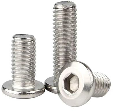 MIKFESPO 50/100 Stück Edelstahl große Flachkopf-Sechskantschraube mit Innensechskant, abgeschrägte Flache Rundkopf-Möbelschraube(M2x10 (100PCS))