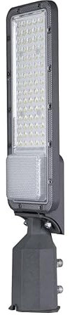 damastoreitalia Lampione armatura Stradale LED 50 watt, 220V, 5000 Lumen, Luce naturale, Impermeabile IP65, Alluminio, Inclinazione Regolabile (50w - Grigio - Luce naturale)