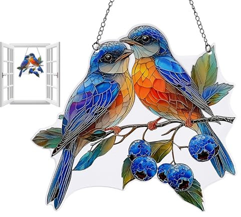 Fensterdeko Hängende Vogel Buntglas Deko - Frühlingsdeko Fensterdeko Hängend Modern, Suncatcher Fensterdekoration, Vogel Anhänger Aus Acryl Zum Aufhängen Homes Studios and Restaurant