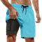 Short de Bain Homme 2 en 1, Maillot de Bain Homme Piscine Séchage Rapide avec Doublure de Compression Boxer de Bain Grande Taille Léger Shorts de Plage Natation Surf avec 2 Poches, Bleu Clair XL
