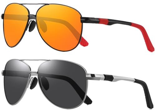 LEDING&BEST Sonnenbrille Herren Damen Polarisierte UV400-Schutz, Ultraleichte bruchsicherer Metallrahmen, Vintage Schwarz Outdoor Angeln Laufen Fahrerbrille Sportbrille Fliegerbrille