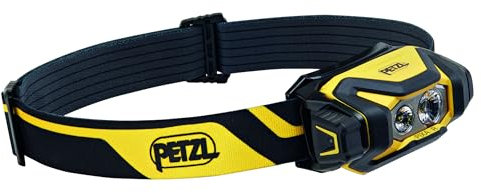 PETZL PIXA R Lampe Frontale LED Professionnelle, 600 Lumens, Rechargeable, Étanche IP68, 3 Modes d'Éclairage, Noir et Jaune