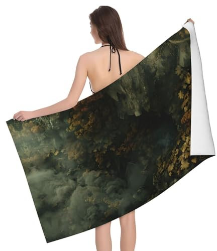 PHAYAH Bedrucktes Handtuch, Motiv: Wolken unter dem Abyss, ultrafeine Faser, saugfähig, 81,3 x 132,1 cm, schnelles Badelaken, weiches Badelaken, Tenugui