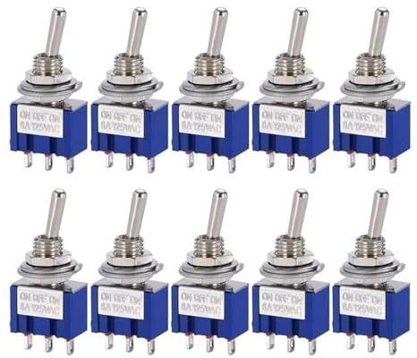 Hailege 10 Stücke MTS-103 SPDT Wippschalter AN/AUS/AN 3 Pins 3 Positionen AC 125V/6A MTS103 SPDT Wippschalter