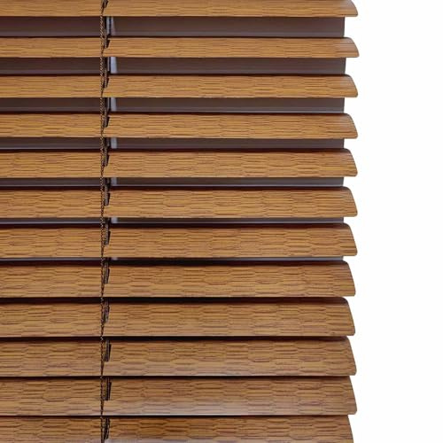 Plisseerollo Verdunkelung Holzoptik Innen und Außen Aluminium Lamellenvorhang Wasserdicht UV-Schutz Verdunklungsplissee für Badezimmer Büro Fenster(Wood Color,110X150CM)