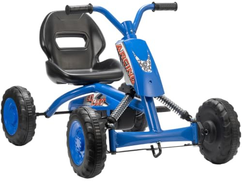 AIYAPLAY Kart Pedales Go Kart Ruedas PP 30 kg Niños y Niñas 2-5 Años Azul