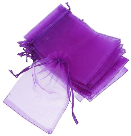 DIKACA 50 Pezzi 50 Pezzi Sacchetti Regalo in Organza Lilla 10X15 CM Coulisse – Borse Piccole per Gioielli, Caramelle e Bomboniere – per Matrimoni, Feste e Confezioni Regalo Eleganti