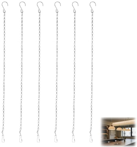 Dstarymnix Blumenampel Ketten 50 cm Silber Metallkette mit S-Haken und Clip, 6 Stück Stahlkette zum Aufhängen für Blumentöpfe, Laternen, Vogelhaus und Windlichter, Balkon Garten Deko Tragkraft bis 5kg