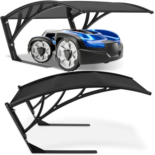 tectake® Garaje para Robot Cortacesped con Estructura Metálica Reforzada, Techo Abovedado Robot cortacesped para Drenaje Eficiente, Casa Jardin Lluvia - 100 x 81 x 48 cm Negro