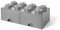 LEGO Brick 2 Drawers Stackable Storage with 8 Knobs, in Grey