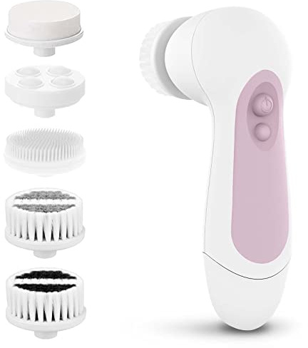 Waterproof Facial Cleansing Spin Brush Set with 5 Exfoliating Brush Heads - Electric Face Scrubber Cleanser Brush by CLSEVXY - Face Brush for Gentle Exfoliation and Deep Scrubbing