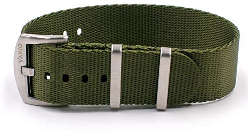 VARIO Seat Belt Weave Nylon Olivgrünes Premium-Ersatz-Uhrenarmband (22 mm)