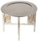 Marokkanischer Runder Tisch Couchtisch Hania ø 60cm rund | Orientalischer Wohnzimmertisch mit klappbaren Vintage Gestell aus Holz in Weiss | Das Tablett Dieser Klapptisch ist aus Metall in Silber