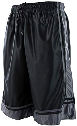 Herren Gym Training Basketball Shorts mit Reißverschlusstaschen, 609-schwarz, 3X-Groß