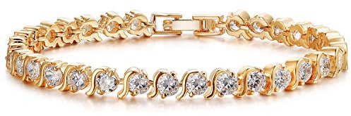 KZZENKI Tennis Bracelets for Women 14K Plated Gold 4mm Cubic Zirconia Bracelets