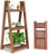 COSTWAY 3 Tier Wooden Plant Stand, Folding Ladder Plant Shelf Flower Stand, Indoor Outdoor Flower Pots Holder Display Rack for Home Garden Patio Balcony (Dark Brown, 45 x 38 x 95 cm)
