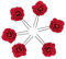 Lot de 6 pinces à cheveux en forme de rose rouge espagnole en forme de U - Petites fleurs artificielles rouges pour cheveux de mariée - Accessoires faits à la main pour demoiselles d'honneur -