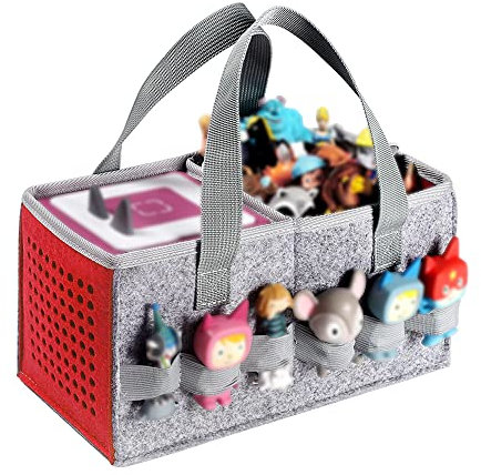Seracle Fall Reise Schutz Filz Tasche Case Etui Hülle für Toniebox Starterset und Tonies Hörfiguren (Grau+Rot)