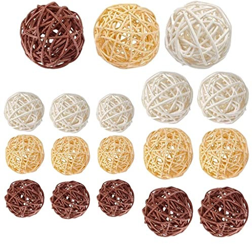 LATRAT 18 Pcs Boules De Rotin Décoratives en Osier Boule De Rotin Boules De Table De Mariage Décoration De Fête Suspendue Décoration Aromathérapie Parfumée Lapin Oiseau Perroquet Jouet À Mâcher