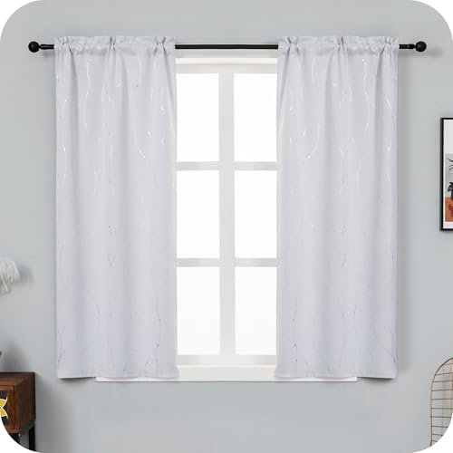 GIRASOLE HOME Coppia Tende Capri Semi Oscuranti Termiche Morbide Motivo Intreccio Argentato 2 Pannelli con Tasca (Bianco Ghiaccio, 70x150cm)