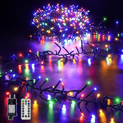Ollny 6m Lichterkette außen 400 LEDs, Lichterketten mit 8 Modus und Timer, Cluster Lichterkette IP44 wasserdicht mit Stecker, für Weihnachtbaum Hochzeit Party (bunt)