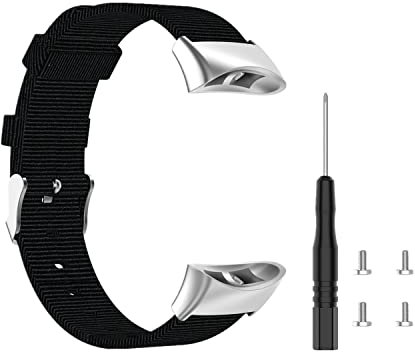 Huwokxix Armband Kompatibel mit Garmin Forerunner 45/45s,Verstellbares Nylon Segeltuch uhrband Ersatzband für Garmin swim 2 Smart Watch (Schwarz)