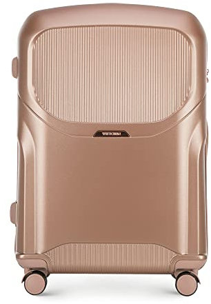 WITTCHEN Stilvoller Reisekoffer Groß Trolley Großer Koffer Strapazierfähigem Polycarbonat Trolley 4 Doppel-Lenkrollen TSA Zahlenschloss 4,6 Kg 101 L Größe L Rosa getaucht