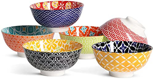 Metahom Dessertschalen, klein, bunt, 284 ml, Keramik-Schüssel-Set für Eiscreme, dekorative Schalen für Snacks, Suppen, Gewürze, Beilagen, 6 Stück