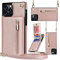 Hadwii Hülle für iPhone 11 Pro Hülle Leder mit Band und Brieftasche, Kartenfächern Standfunktion Handyhülle Handytasche zum Umhängen Einstellbar Abnehmbar Necklace Schutzhülle, Roségold