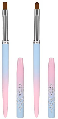 Nail Clean Up Brush for Polish, Round&Flat Nail Art Design Brushes Set of 2 Professional Nail Paint Brush French Manicure Brush Nail Polish Remover Brush for Cleaning Fingernails Polish Mistake