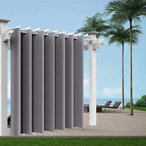 Comlax Cortinas de exterior con ojales, impermeables, 254x215 cm, extra anchas, color gris, para exteriores, cenador, protección visual para porche, pérgola, jardín, puerta corredera, 1 unidad