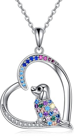 VENACOLY Collar de perro, collar con colgante de corazón de plata de ley para perro, joyería bonita para perro, regalos de cumpleaños para mujer, amante de los perros